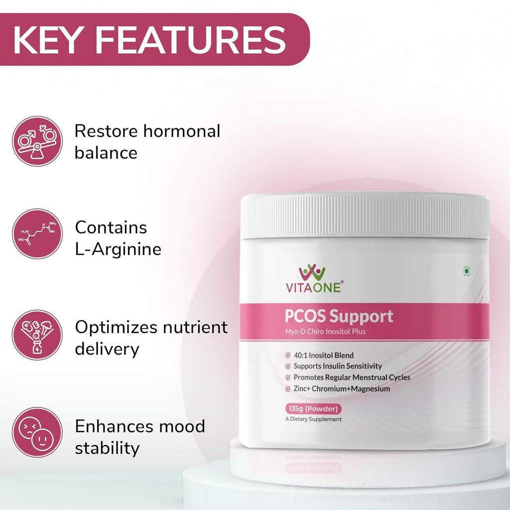 PCOS Support | Inositol & L-Arginine Blend for Women – 135g | Daily Wellness Supplement with Nutrients for Women’s Health | Unflavoured Powder | No Added Sugar or Fillers
