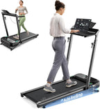 UREVO Foldable Treadmill with Adjustable Laptop Desk, 12% Auto Incline