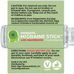 Migraine Stick with Magnesium. Cooling Peppermint Eucalyptus Essential Oil Topical Magnesium for Headache Support. Made in The USA 10 ml