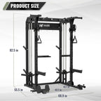 MAJOR FITNESS F22 Power Rack, 1600lbs All-in-One Squat Rack with Dual Pulley System, Heavy-Duty Steel Frame, Attachments & Storage for Home Gym Strength Training