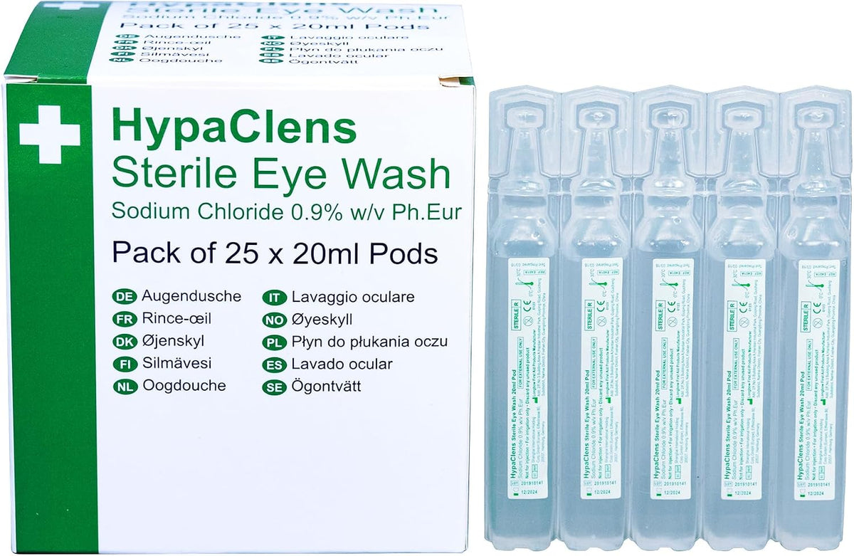 HypaClens Saline Eye Wash Pods, (Pack of 25) | Emergency Sterile Eye Irrigation