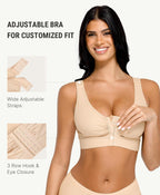 FeelinGirl Post Surgery Compression Bra for Women's Front Closure Bra with Adjustable Straps Wirefree