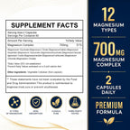 Magnesium Complex 700mg | 12-in-1 High Absorption Supplement | Glycinate, Citrate, Malate, Taurate & More | Sleep Support, Muscle Cramp Relief, Stress, Heart & Nerve Health | 120 Vegan Capsules