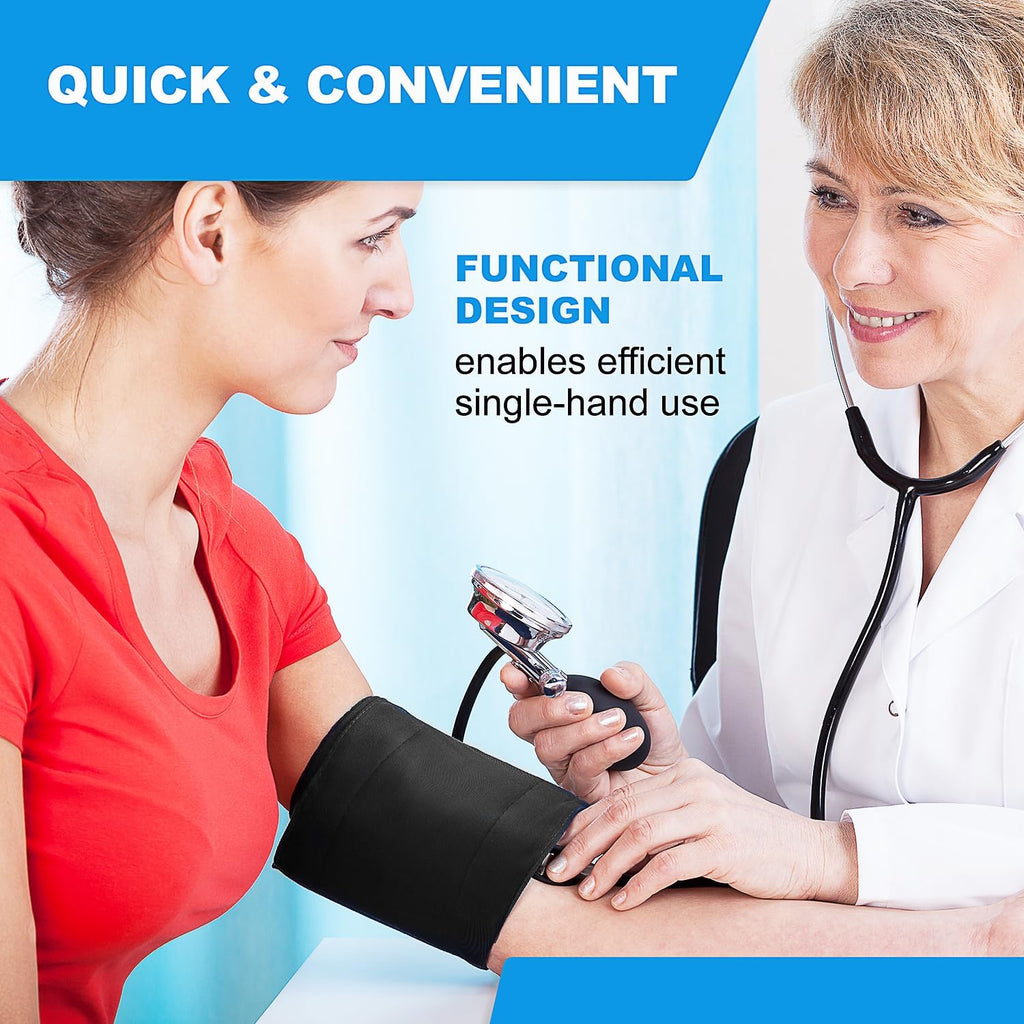 Primacare DS-9185 Aneroid Sphygmomanometer and Blood Pressure Cuff Set with Portable Case, 5 Sized Nylon Cuffs with Deflation Valve, BP Cuff Manual Kit for Infant, Child, Adult, Large Adult, Thigh