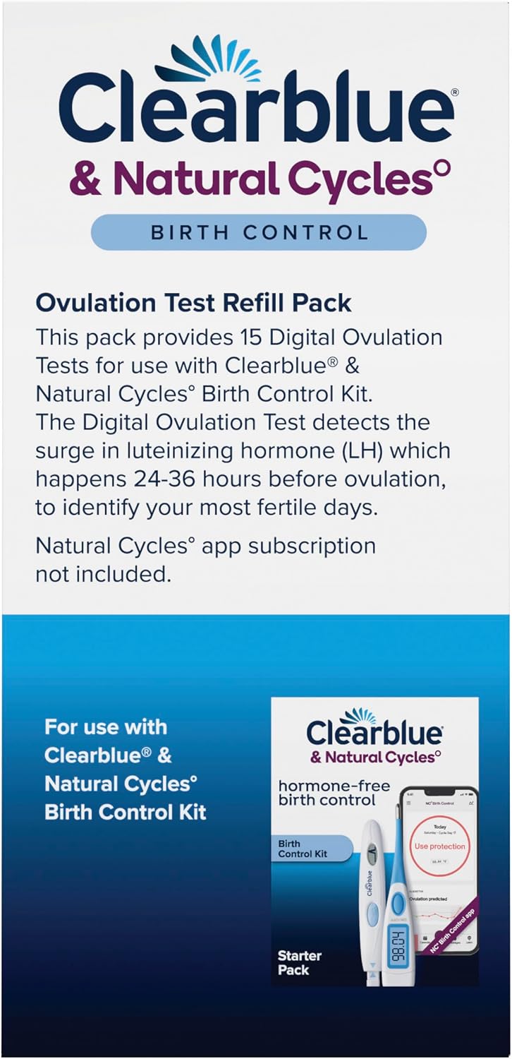 Clearblue & Natural Cycles Birth Control Ovulation Test Refill Pack, 15 Digital Ovulation Tests
