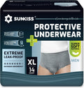 SUNKISS Incontinence Underwear for Men,Daytime Disposable Adult Pull Ups,Mens Protective Briefs with Maximum Absorbency, XLarge, Grey, 14 Count