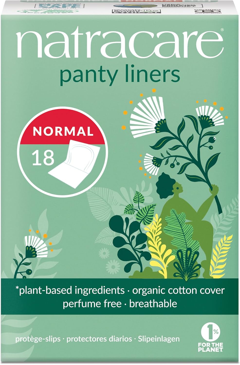 Natracare Normal Wrapped Panty Liners, 18 count