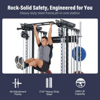 Major Fitness Drone MAX V Smith Machine with Weight Stacks, All-in-One Home Gym Squat Rack--2500LB Capacity, Dual LAT Pull-Down Systems & Cable Crossover Machine, Heavy-Duty Full-Body Workout Machine