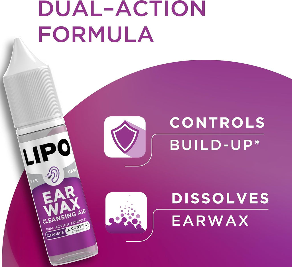 LIPO Earwax Removal Drops, Ear Cleaning for Wax & Clogged Ears, 0.5 fl oz | Peroxide-Free, Gentle, Hygiene Support, Build-Up & Daily Use