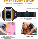 Running Armband with Earphone Bag Cell Phone Armband for iPhone 17 16 15 Pro 14 Plus 13 11 XR, Galaxy S24/S10 Water Resistant Sports Phone Holder Case & Zipper Slot Car Key Holder for 6.9 inch Phone