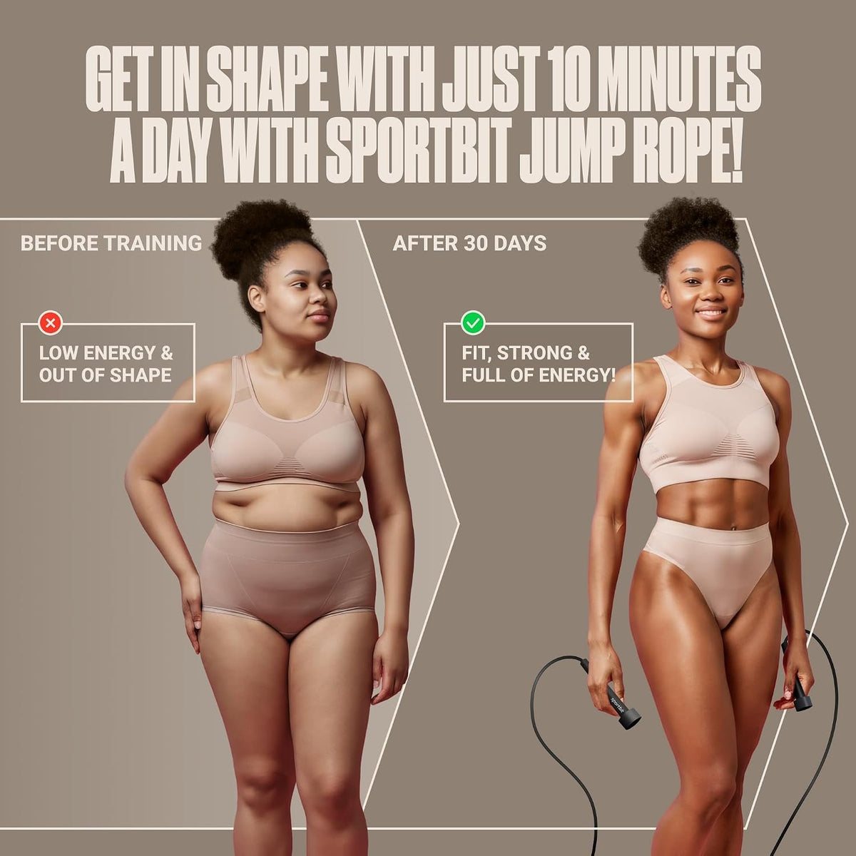SPORTBIT Adjustable Jump Rope for Fitness and Exercise