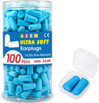 AZEN 100 Pairs Ear Plugs Bulk, NRR 32dB Soft Foam Ear Plugs for Sleeping Noise Cancelling, Earplugs for Concerts Shooting Swimming Noise Reduction (Lake Blue)