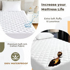 Ayka 100% Waterproof Cotton Quilted Mattress Protector King Size Breathable Hypoallergenic Noiseless Ultra Soft Fitted Bed Protector 78x72 inch Mattress/Bed Cover (King 78x72 inch | 6.5x6 ft, White)