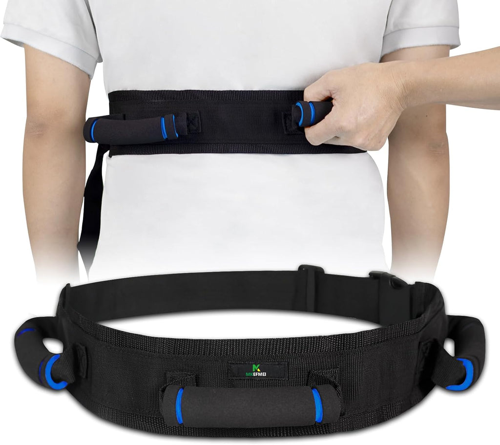 Transfer Belt for Seniors, Safety Walking Support with Quick Release Buckle | Multiple Padded Handles, 29-48" Adjustable Fit, Durable Nylon & Polyester, Machine-Washable, Quick Release