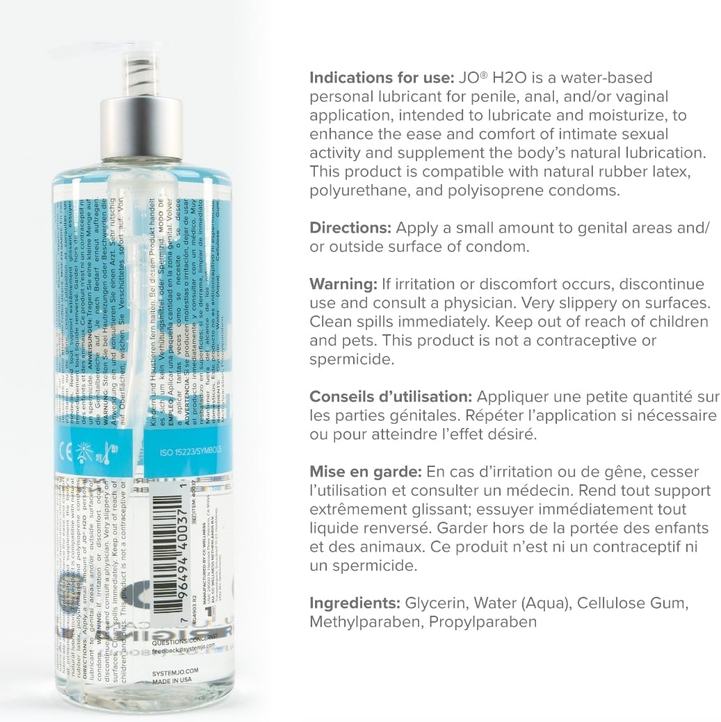 Jo H20 Water Based Lubricant 480 Ml