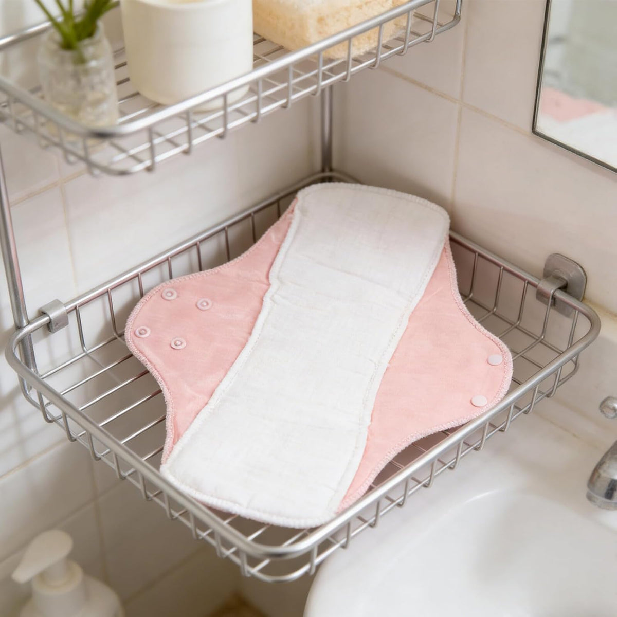 Healeved 2pcs Washable Reusable Cloth Period Pads Xl 25x33cm Coral Pink with Wings for Heavy Flow Postpartum Female Incontinence and Urine Leakage Maternity Care at Home and Travel