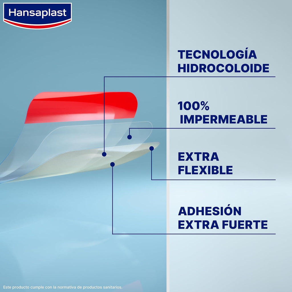 Hansaplast Second Skin Protection Advanced Dressing, Waterproof Dressing, Ultra Thin and Flexible, Strong Adhesion, for Pain Relief and Wound Healing, 6 Pcs