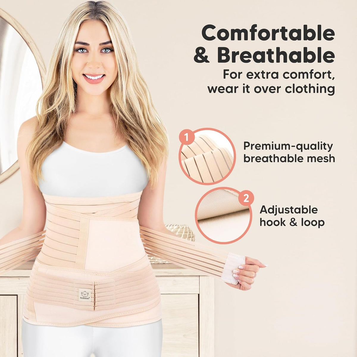 3 in 1 Postpartum Belly Support Recovery Wrap Band (Classic Ivory, M/L) | Postpartum Belly Band, After Birth Brace, Slimming Girdles, Body Shaper Waist Shapewear, Post Surgery Pregnancy Belly Support