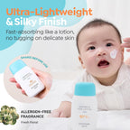 GOONGBE Waterful Sun Lotion Mild SPF 40 - Zinc Oxide Water Resistant Mineral Sunscreen for Babies, Kids & Adults - Hypoallergenic, Vegan - Korean Sun Care for Sensitive Skin, 2.82 fl.oz.