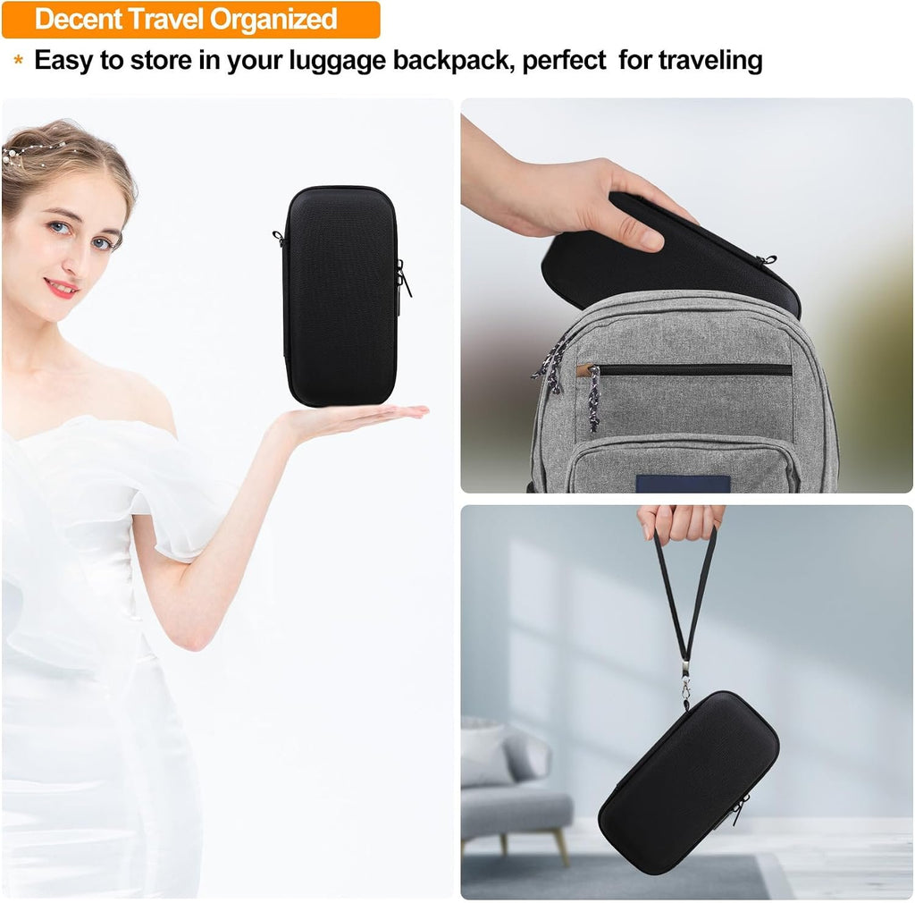 Elonbo Carrying Case Compatible with Portable Handheld Inhaler Nebulizer Machine, Asthma Inhaler/Handheld Atomizer Machine Hard Travel Bag, Mesh Pocket Fits Charging Cable, Black+inside Orange