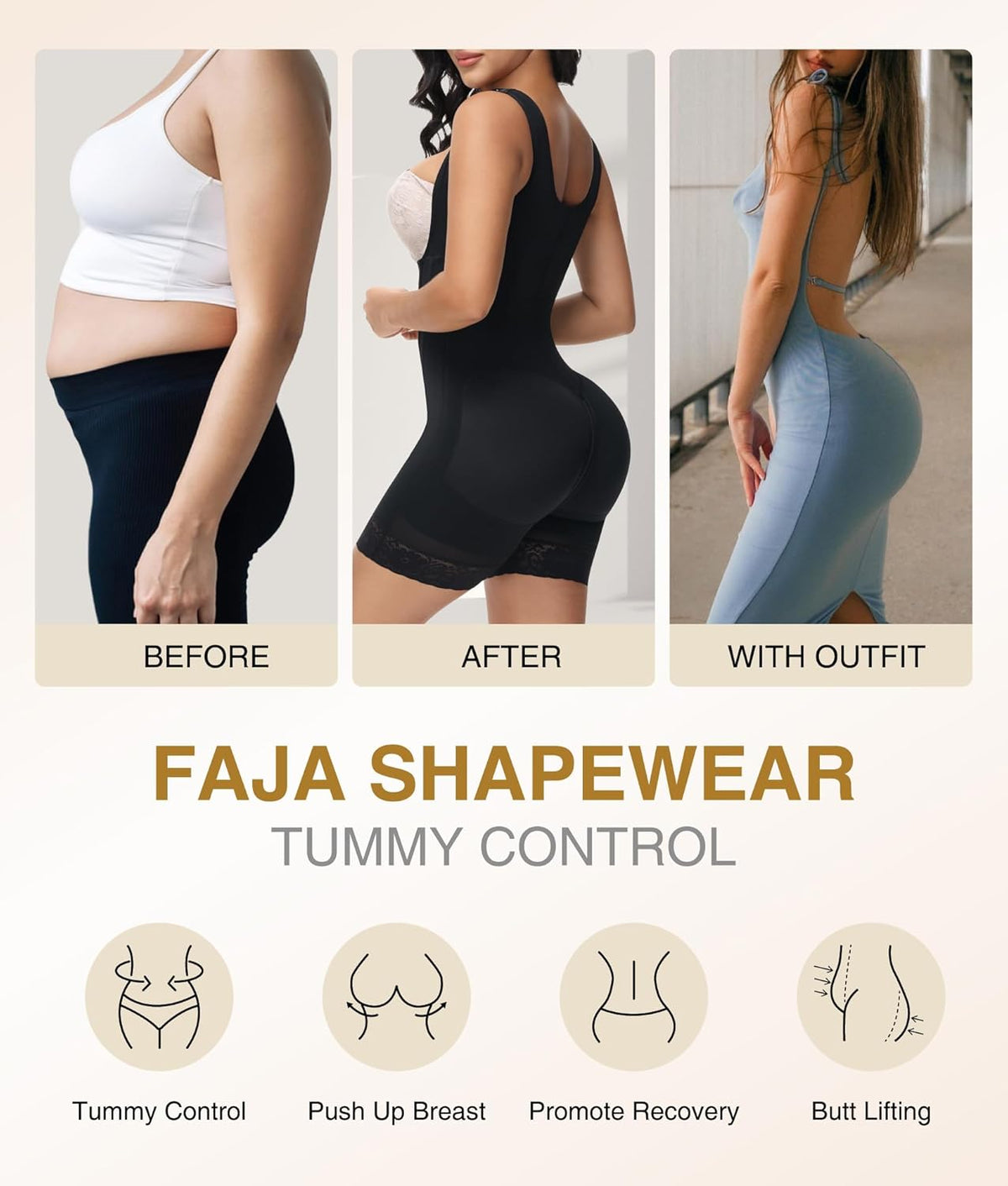 M MYODRESS Fajas Colombianas Moldeadoras Shapewear Tummy Control Body Shaper Girdles Post Surgery Compression Garment