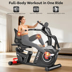 Recumbent Exercise Bike for Home, Stationary Bike with Arm Exerciser