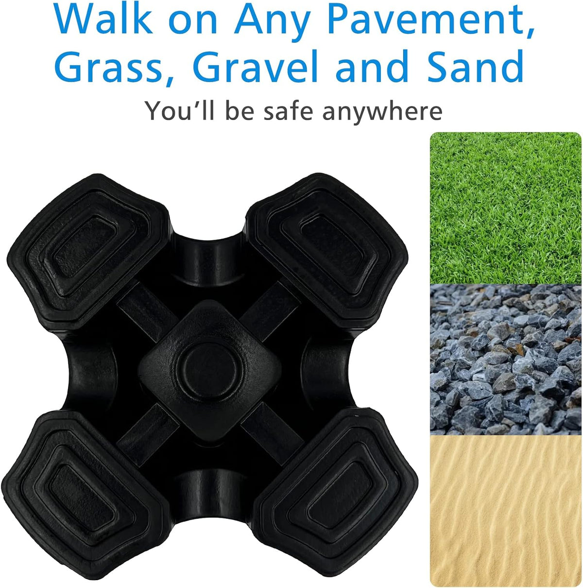 XSL Cane Tips - Heavy Duty Rubbers Self Standing Quad Base Replacement Walking Cane Tips