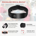 Personalized Medical Alert Bracelet for Men - Customized Elastic Strap Stainless Steel ID Bracelets Engraved Medic Info, Emergency Awareness Medic ID Bracelet for Autism Allergy Diabetic Epilepsy