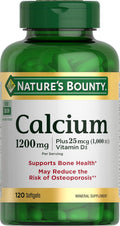 Nature's Bounty Calcium 1200mg with 1000 IU Vitamin D3, 120 Count | Bone Health & Immune Support Softgels, Calcium and Vitamin D Supplement, Gluten Free, 2 Softgels per Day