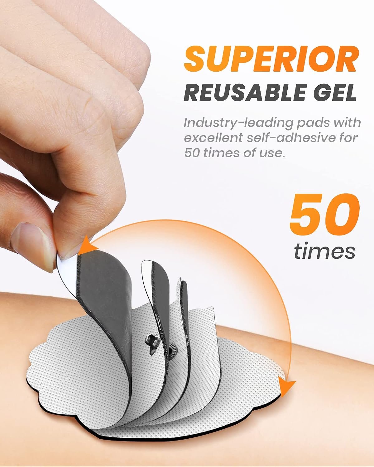 20-Pack TENS Unit Replacement Pads, Long-Lasting Snap Electrodes for 50 Times of Use per Pad, Latex-Free TENS Pads Set Compatible with TENS EMS Devices Using 3.5mm Button Lead Wires