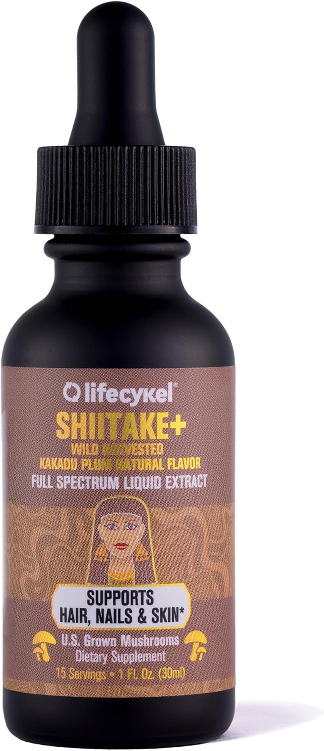 Life Cykel - Shiitake Mushroom Extract with Kakadu Plum - Advance Organic Mushroom Supplement for Hair, Nail and Skin - Potent Vitamin C Immune Boost for Adults - 1 Fl Oz