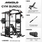Mikolo K6 2.0 Power Cage, Power Rack with Cable Crossover System, 2000LBS Squat Rack with LAT Pull Down System, Functional Trainer with Aluminum Pulley System for Home Gym