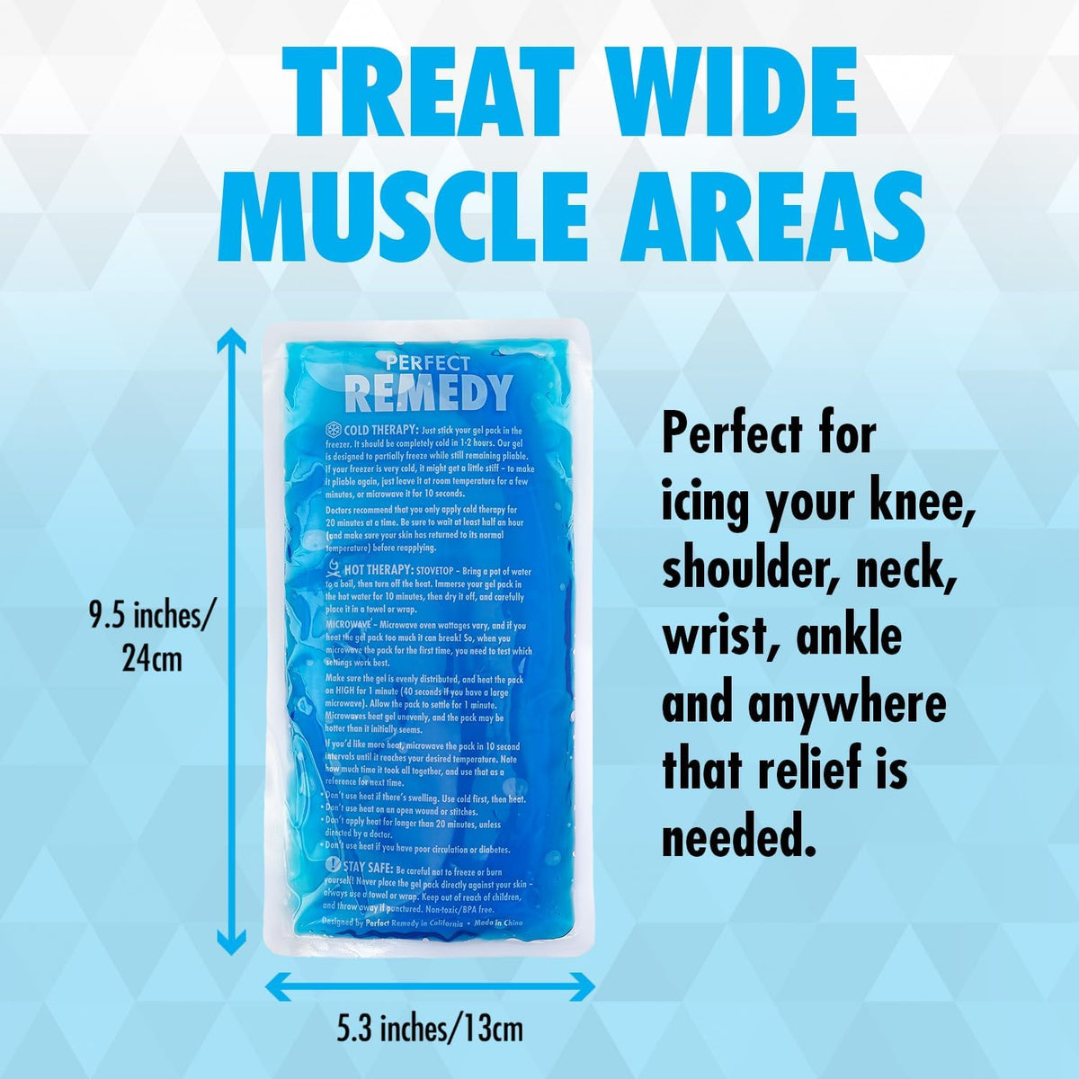 Gel Ice Pack - Hot & Cold Compress, Reusable Injury Ice Pack for Knee, Shoulder, Back, Neck, Hip, Ankle, Wrist, Foot Pain Relief & Injury Recovery Soft Gel for Muscle Strain (Blue, Reg)