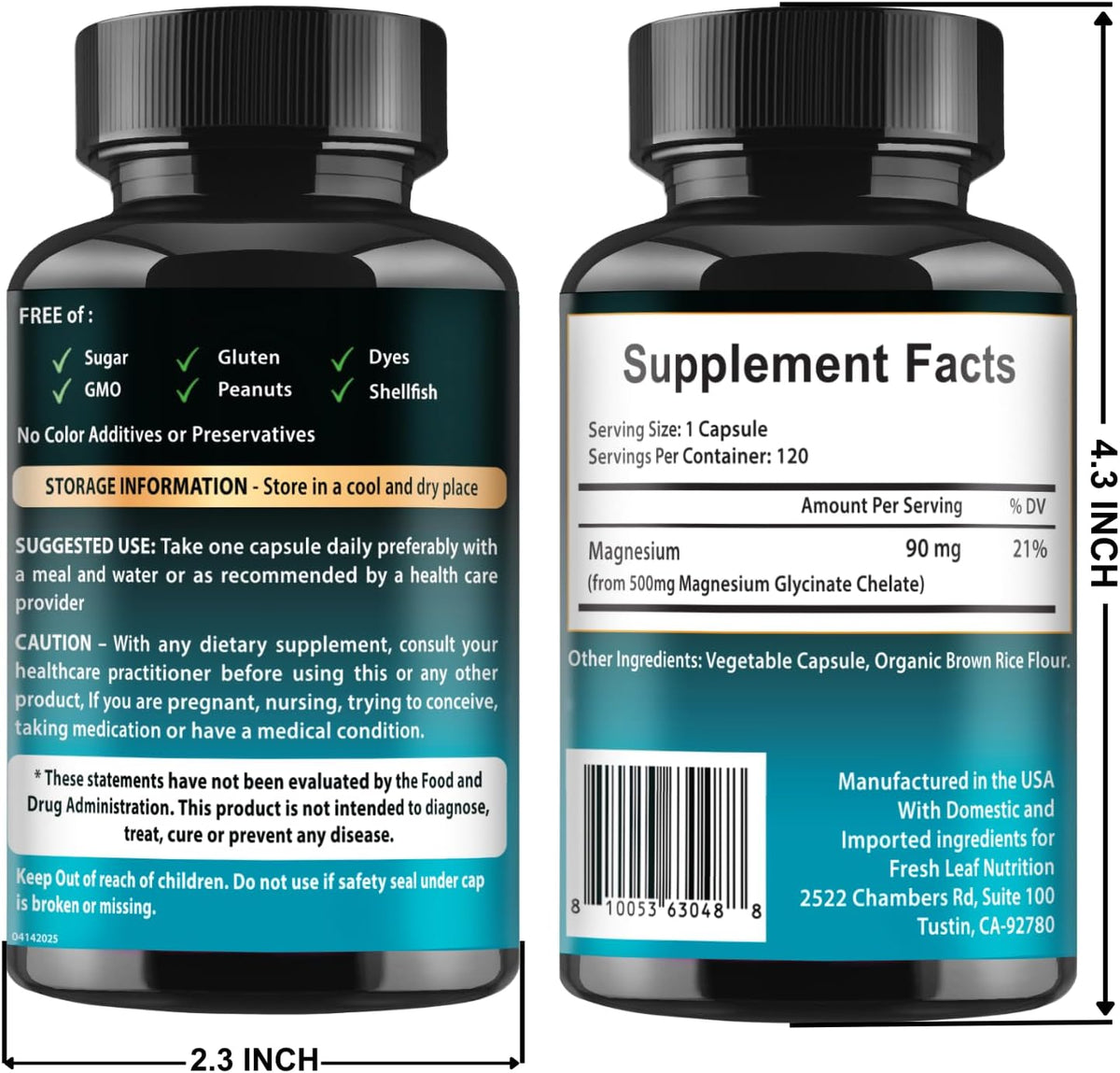 VITBOOST Magnesium Glycinate 500mg - Support Sleep 120 Veggie Capsules | Stress Support High Absorption Chelated Supplement - Non-GMO, 3rd Party Tested - Made in USA