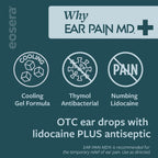 Ear Pain MD +Plus Earache Relief Drops – 4% Lidocaine + Antiseptic for Pain Relief & Infection Protection – Swimmer's Ear, Ear Infections, Allergies