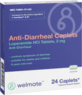 WELMATE Loperamide HCl 2 mg Anti Diarrhea Pills, 24 Caplets - Fast-Acting Diarrhea Medicine for Adults, Traveler's Stomach Relief, Easy to Swallow Antidiarrheal Medication