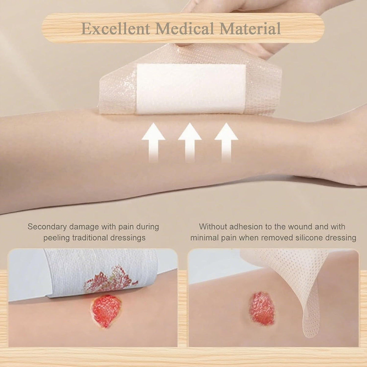 Bed Sore Patch, 10x10cm Silicone Gel Foam Dressing for Wound Care, Advanced Bed Sore Dressing for Long-Term Bedridden Patients, Surgical Pads for Dressing Wounds