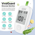 VivaGuard Talking Blood Glucose Monitor Kit, 100 Strips & 100 Lancets | Voice Guidance for Senior and Poor Vision, 1000 Large Memory, No Coding, Large Display,Carrying Case Portable for Travel