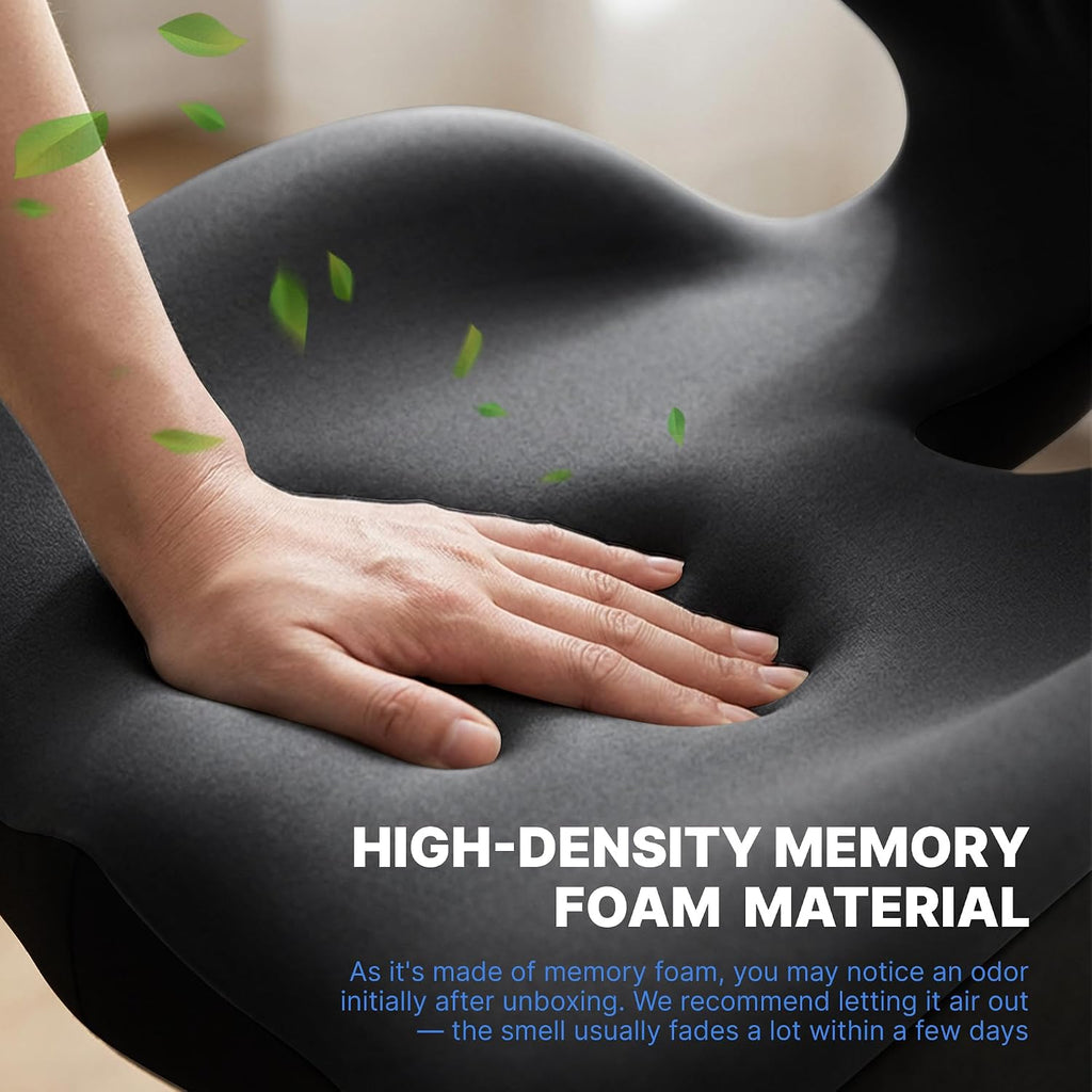 Ergonomic Seat Cushion with L-Shaped Design for Office Chair (Black)