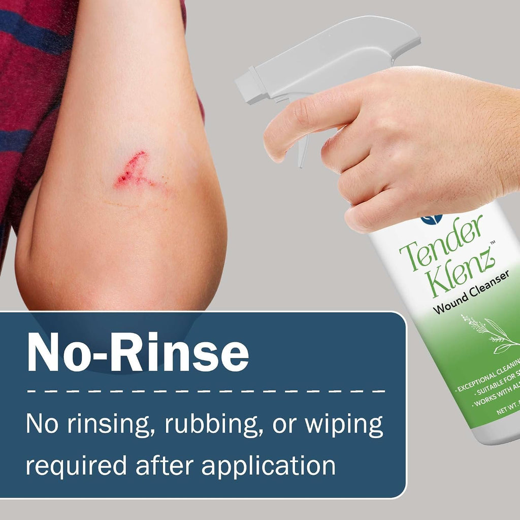 Wound Cleanser Spray, 8 oz - Saline Wound Wash for Cleaning Wounds - No Rinse Solution with Adjustable Nozzle - Good for Sensitive Skin