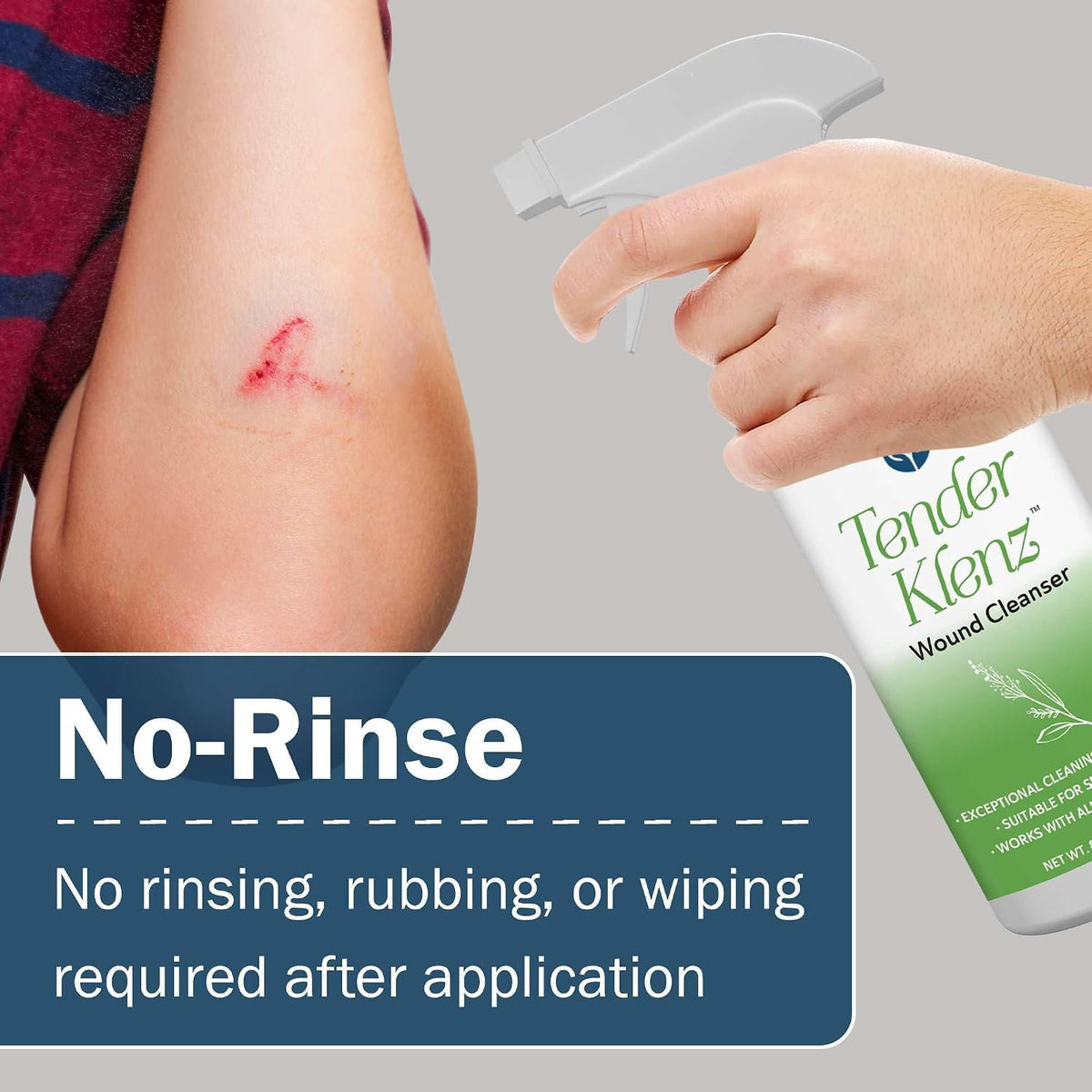 Wound Cleanser Spray, 8 oz - Saline Wound Wash for Cleaning Wounds - No Rinse Solution with Adjustable Nozzle - Good for Sensitive Skin