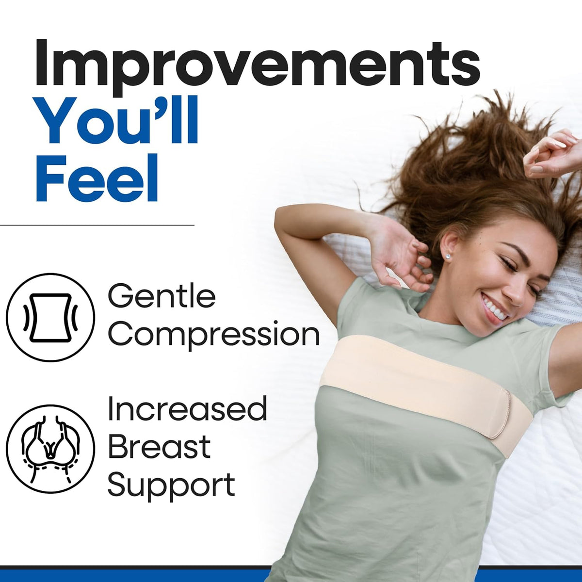 Post Op Breast Augmentation Band - Breast Implant Compression Support Wrap for Post Surgery No Bounce High Impact Stabilizer Strap for Sports Bra Alternative (Fits Most)