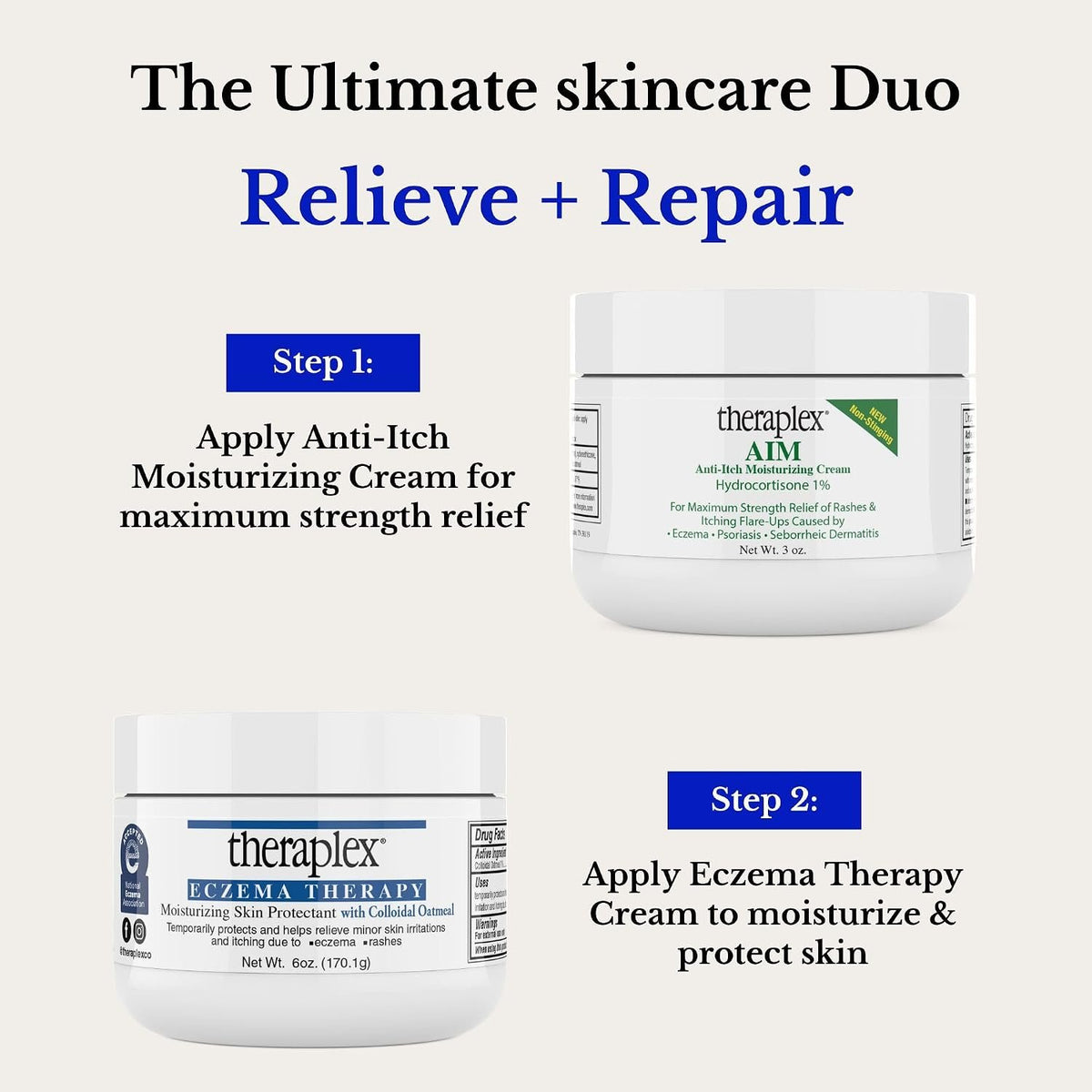 Theraplex AIM - Anti Itch Cream (2 oz) – 1% hydrocortisone for Itchy Skin Relief, moisturizing Cream for Eczema, Seborrheic Dermatitis. Safe for Kids. Relieves Itchy Skin with Maximum Strength.