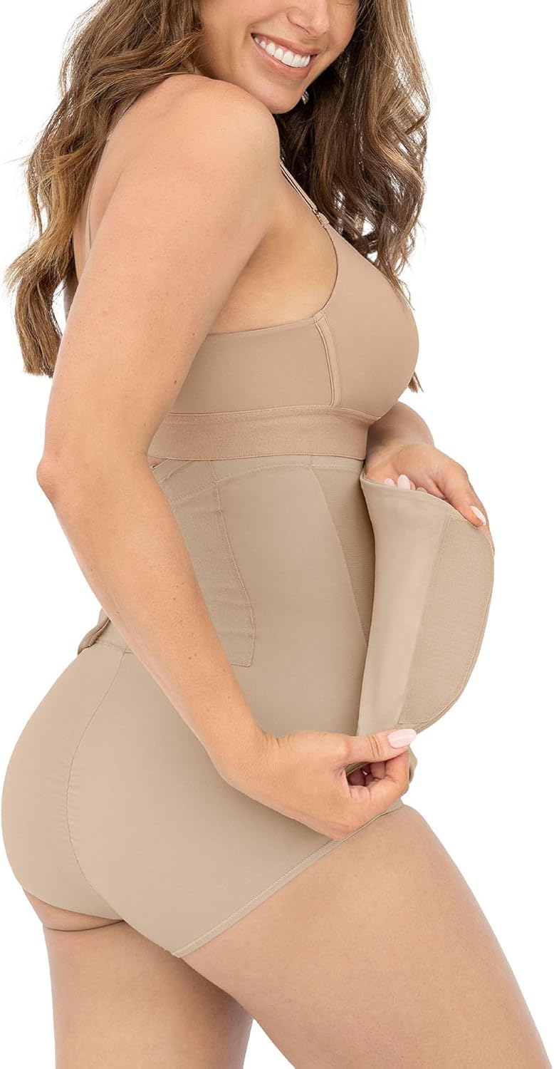 Leonisa BellyFlex Total High-Waist Post-Surgical Compression Underwear, Adjustable Belly Wrap, Tummy Control Shapewear Girdle