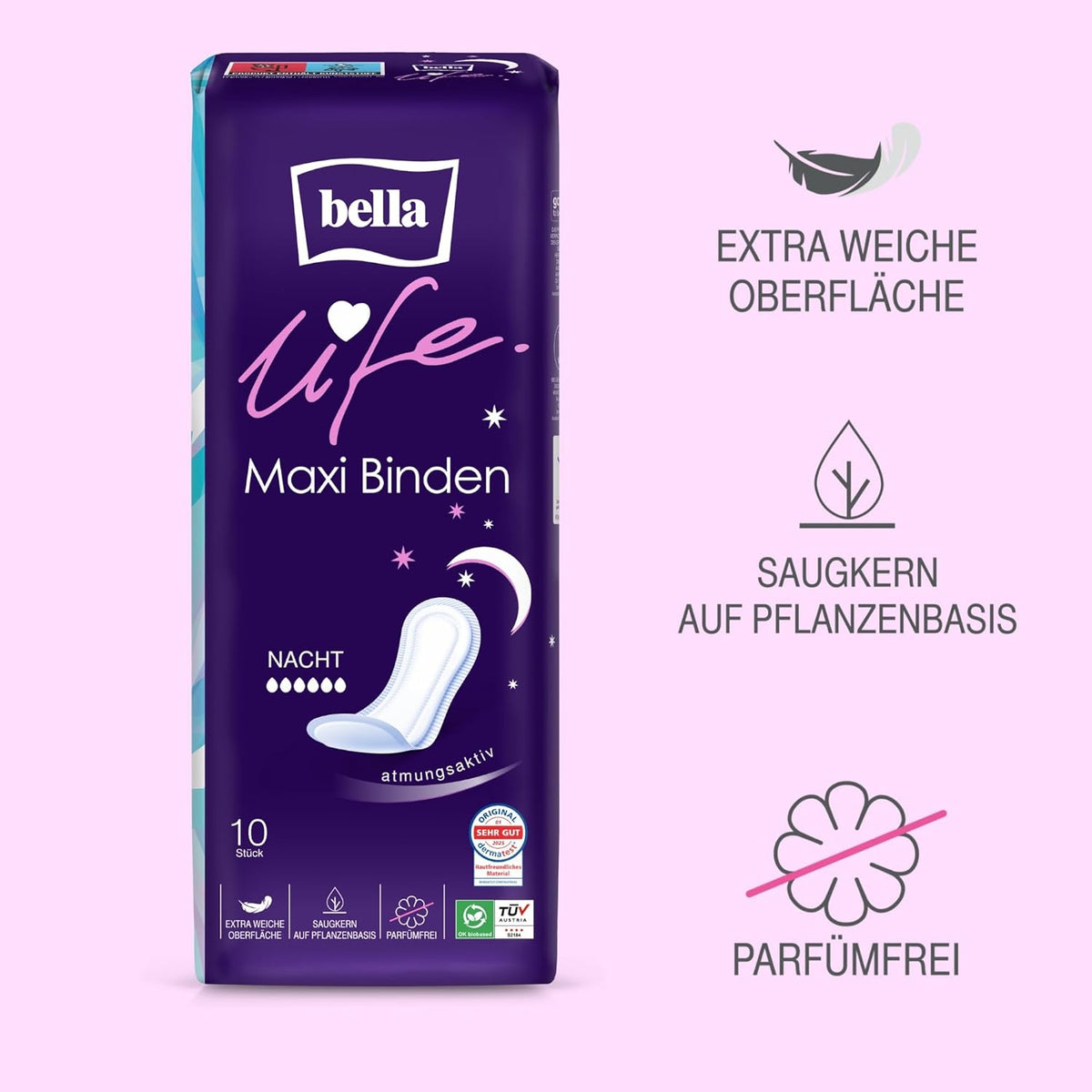 bella Sanitary Pads Overnight Breathable 10 pieces