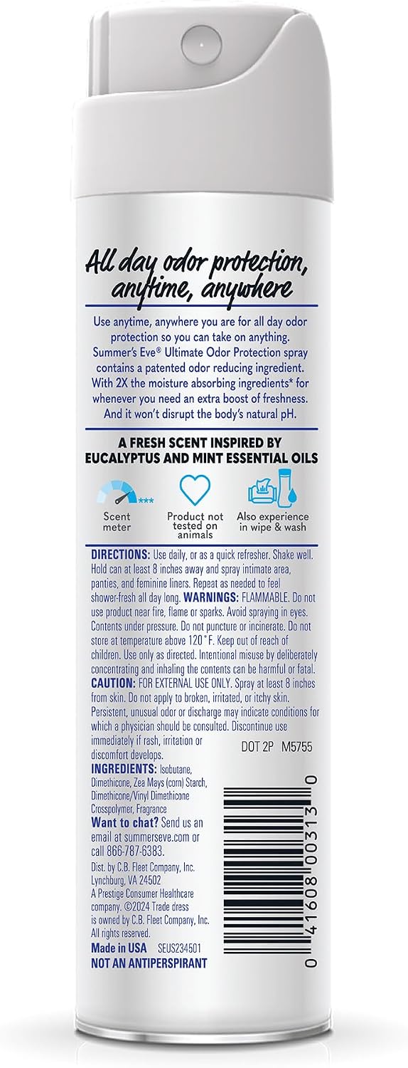 Summer's Eve Daily Feminine Spray, Ultimate Odor Protection, 2 Oz