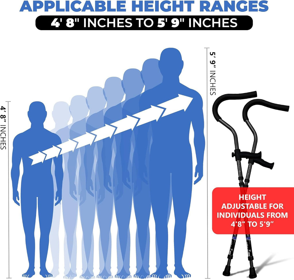 in-Motion Pro Underarm Crutches for Adults, Spring Assist, Foldable | Fits 4'8"-5'9". Foldable; spring-assist shock absorption; ergonomic grips; articulating tips; charcoal; lightweight