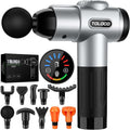 TOLOCO Massage Gun, Muscle Massage Gun Deep Tissue for Athletes with 10 Massage Heads, Electric Percussion Massager for Any Pain Relief, Fathers Day Dad Gifts, Silver