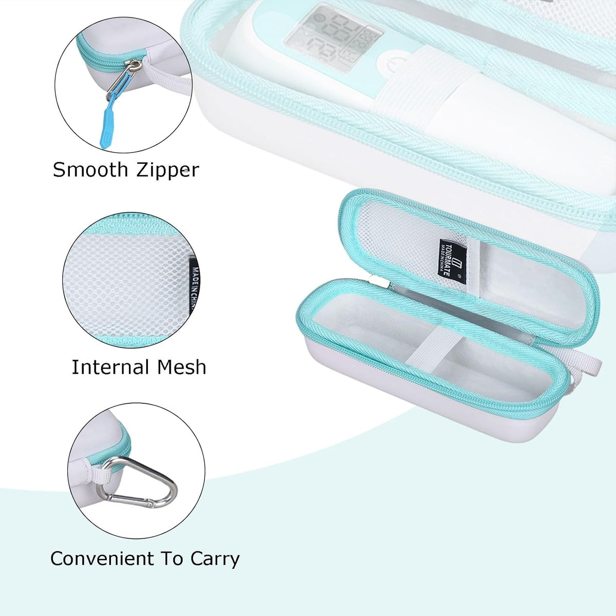 Tourmate Hard Storage Case for Thermometer,Travel Case for Viproud/femometer/GoodBaby 3-in-1 Infrared Thermometer(Box for Sale) (PU White)