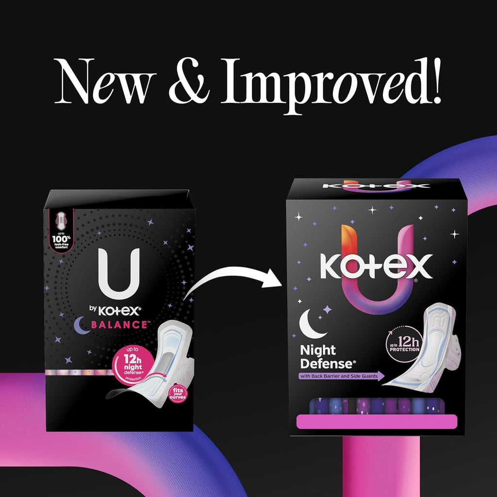 Kotex Ultra Thin Overnight Pads with Wings, Heavy Absorbency, 36 Count (Packaging May Vary)